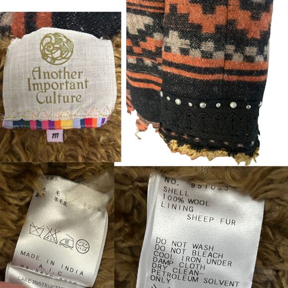 Early Y2K Another Important Culture Reversible Wool & Shearling Coat – M - Picture 7 of 12